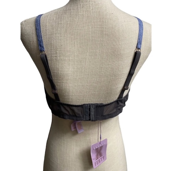 Savage x Fenty NWT Blue Denim Gray Lace Chiffon Bralette Size XL  Wireless Sexy - Picture 6 of 9